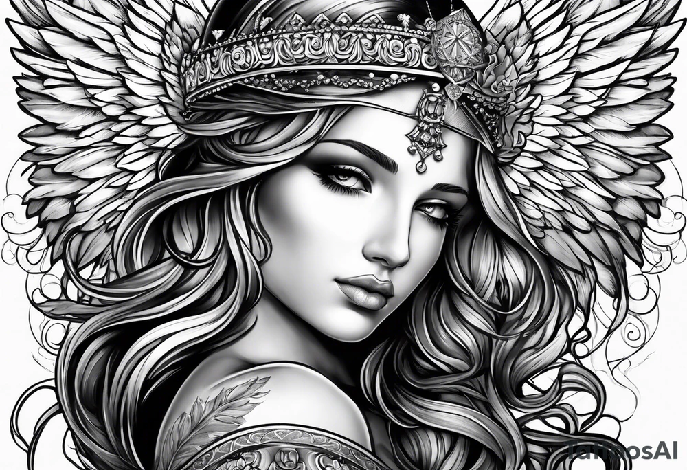 Angel with prayer hands tattoo idea