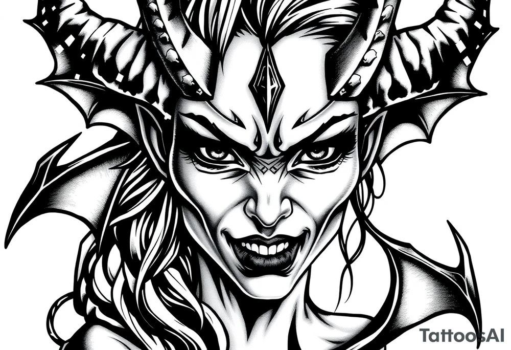 Demon girl tattoo idea