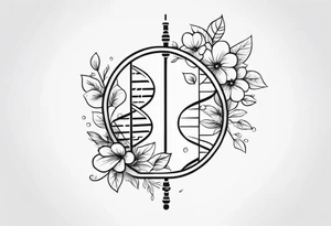 simple minimalist dna with floral elements tattoo idea