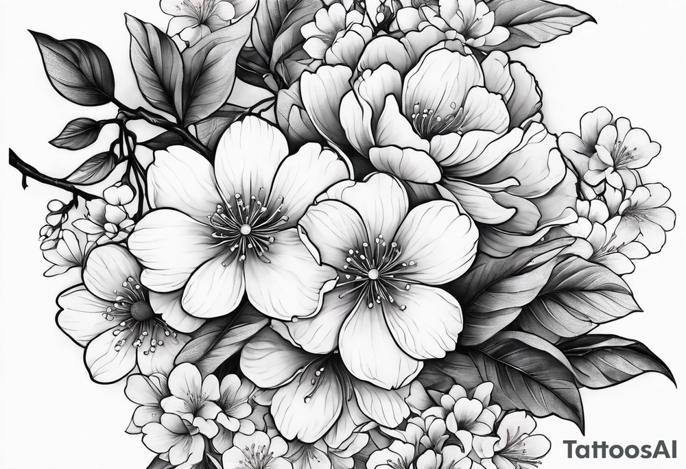 Sakura flowers with lace sternum tattoo idea