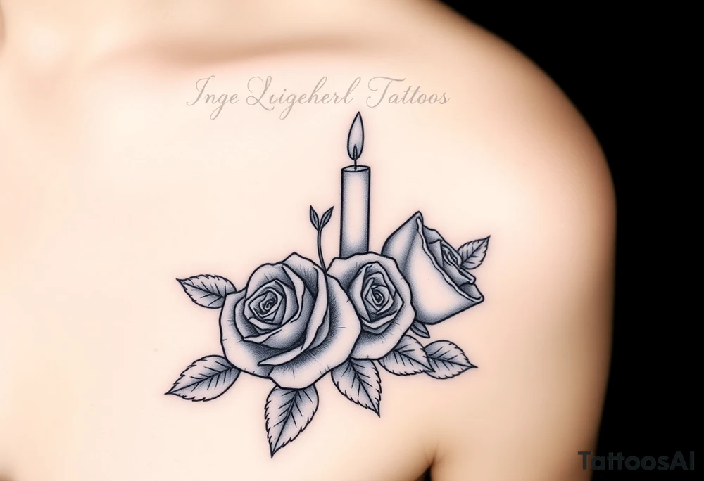 Blue, 2 roses, 2 candles tattoo idea