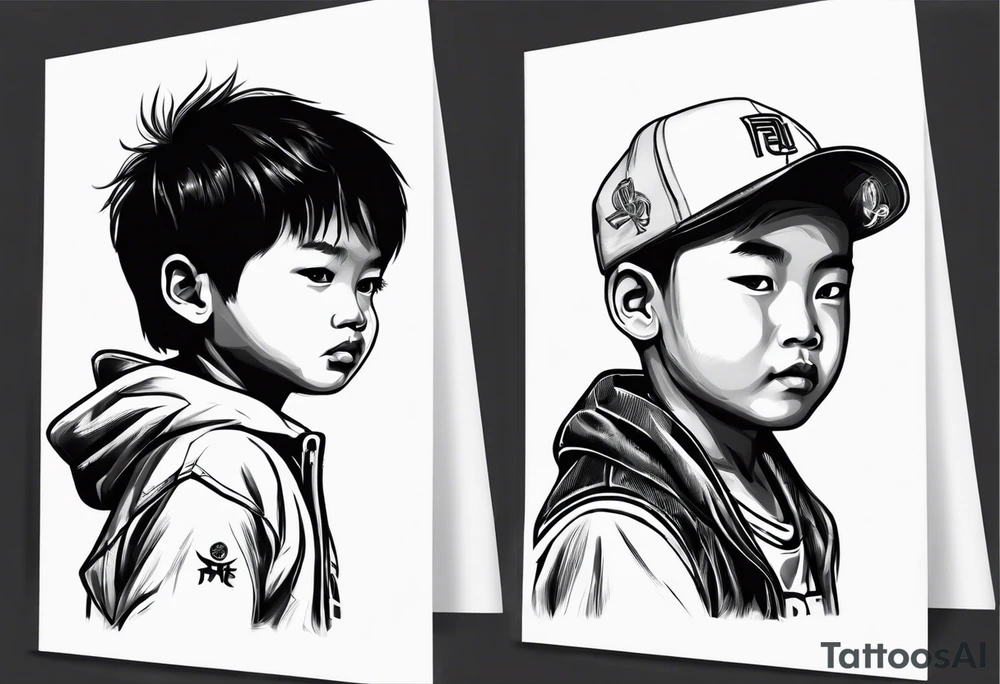 We have 2 boys, one named Parker and the other named Paxtyn. They are both energetic and active. Father is Filipino and mother is Korean. Please create a tattoo using just letters and/or characters tattoo idea