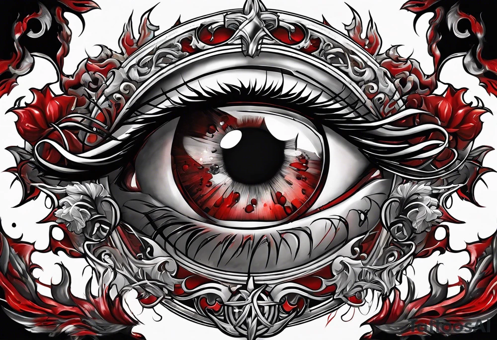 Bloody tears flow from Alucard's eye in Hellsing tattoo tattoo idea