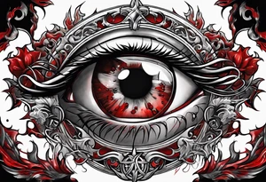 Bloody tears flow from Alucard's eye in Hellsing tattoo tattoo idea