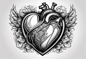 heart with four wheels in it tattoo idea