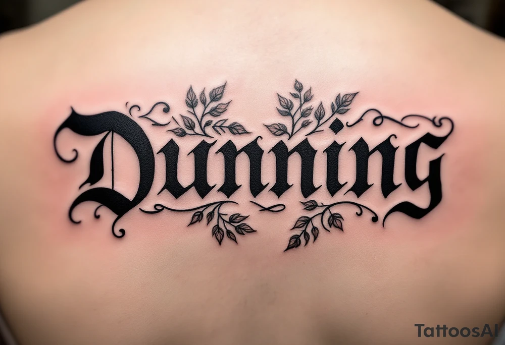 Dunning, details include angel wing, greek type of font,jungle leaves , tiger scratch tattoo idea