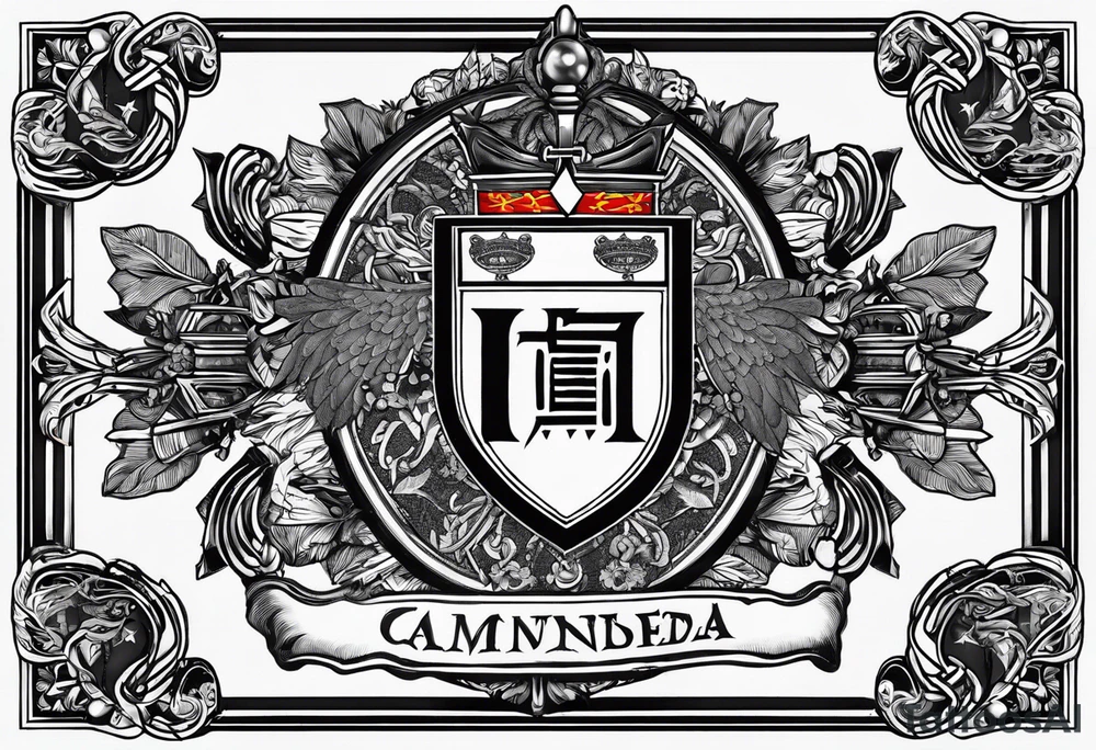 family crest with Whidbey Island, Cambodia, Scotland, Ghana, Liberia, Haiti tattoo idea