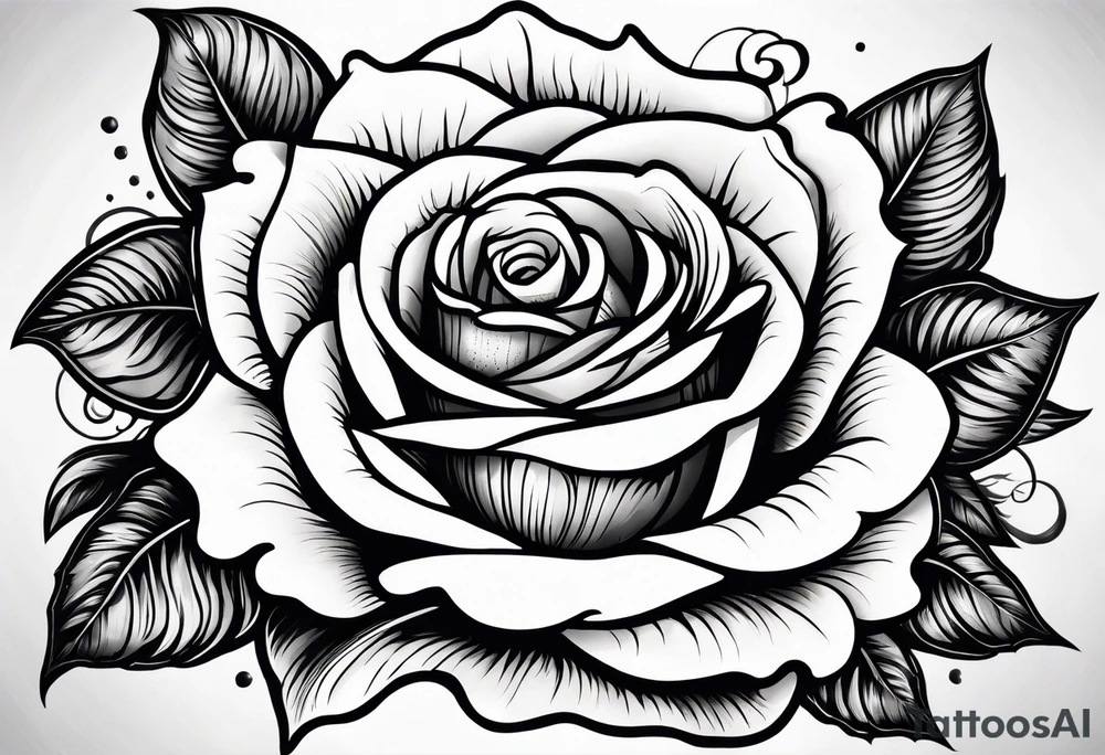 Rose with sun in the center, American traditional tattoo idea