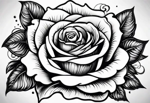 Rose with sun in the center, American traditional tattoo idea