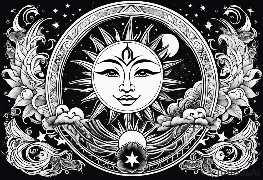Sun and moon tattoo idea