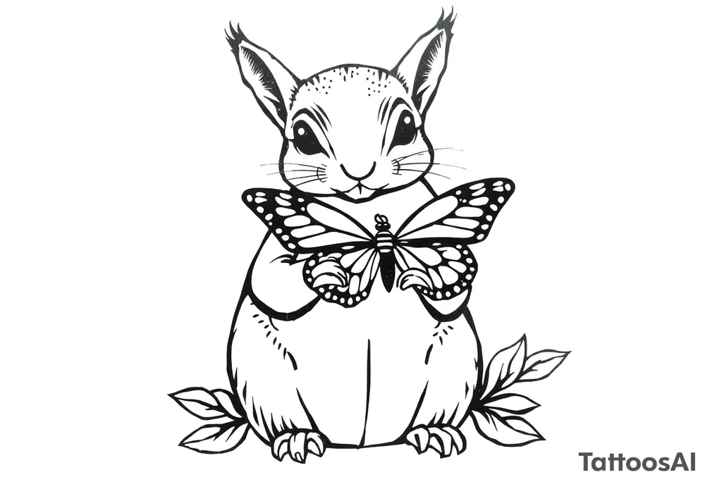 Squirrel holding butterfly tattoo idea