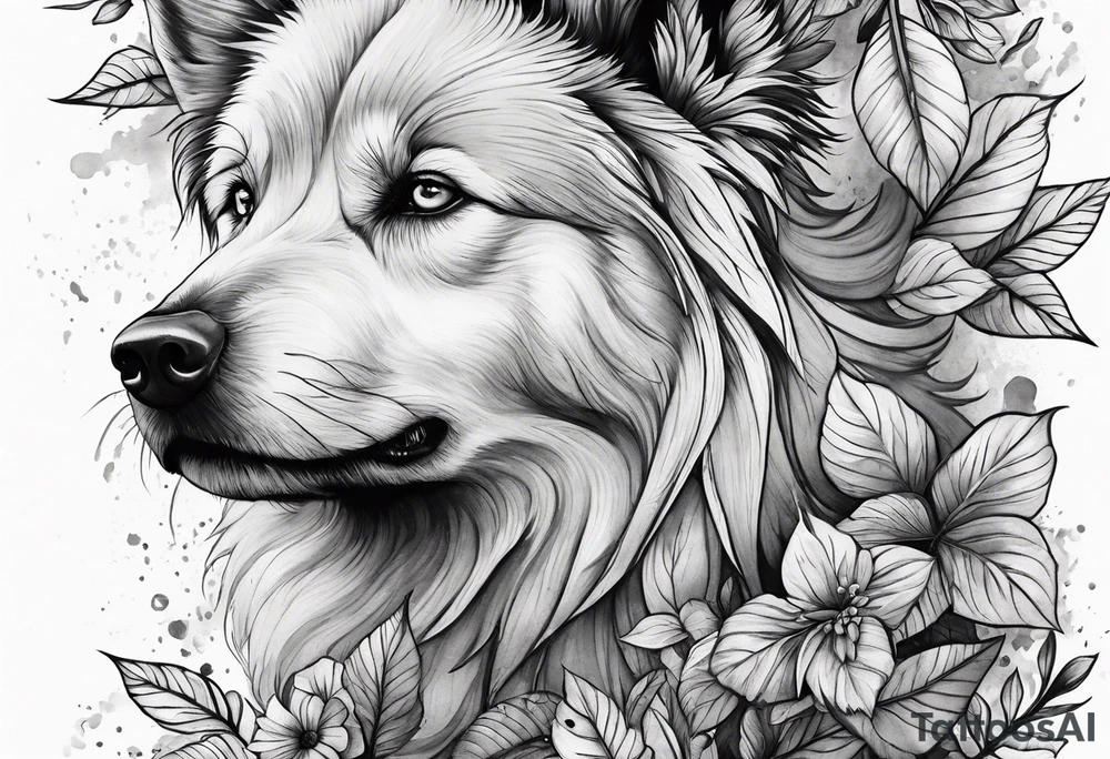 bark with foliage tattoo idea