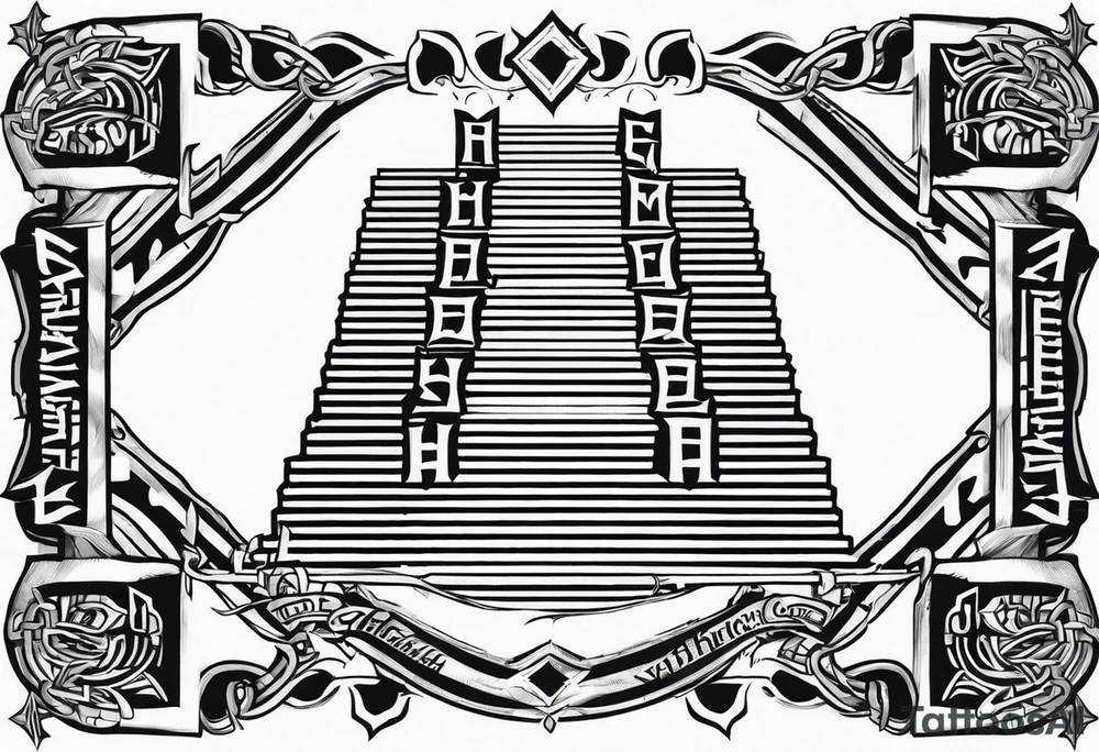 Valhalla stairs chains tattoo idea