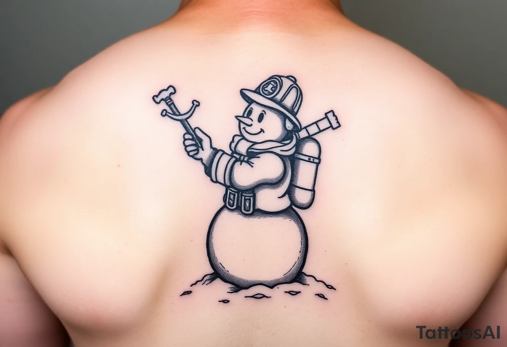 Firefighting snowman tattoo idea