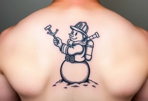 Firefighting snowman tattoo idea
