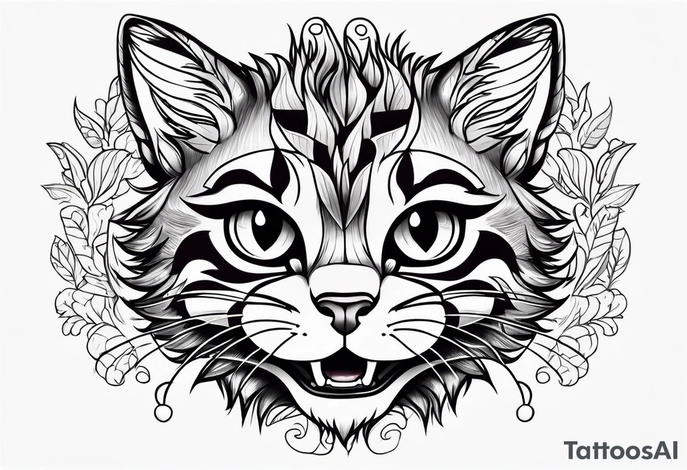Super cute cartoon wildcat cub tattoo idea