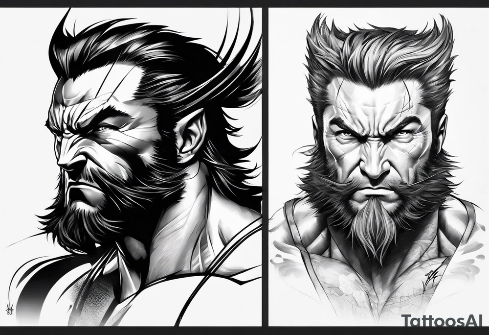 wolverine com suas garras no estilo Sketch tattoo idea