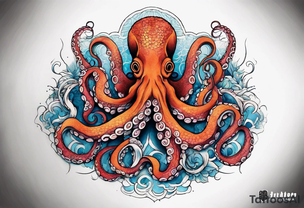 Octopus around human lungs tattoo idea