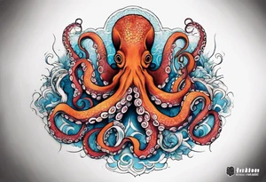 Octopus around human lungs tattoo idea