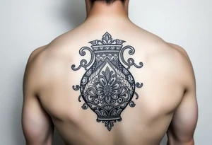 Large Decorative ornamental vase tattoo idea