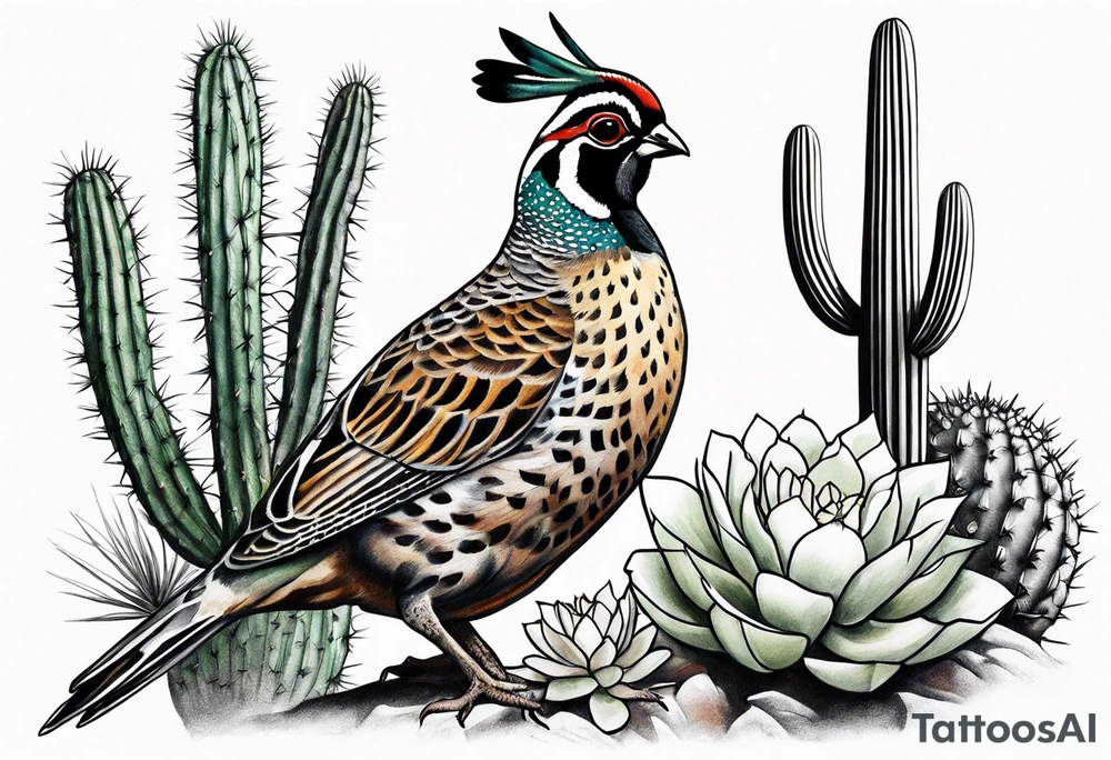 Arizona, quail, cacti tattoo idea