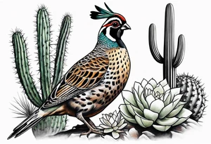 Arizona, quail, cacti tattoo idea