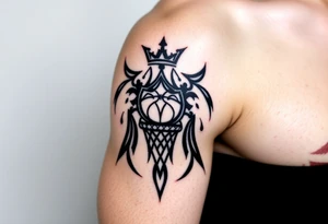Basketball and basketball hoop with a crown, mor tattoo idea