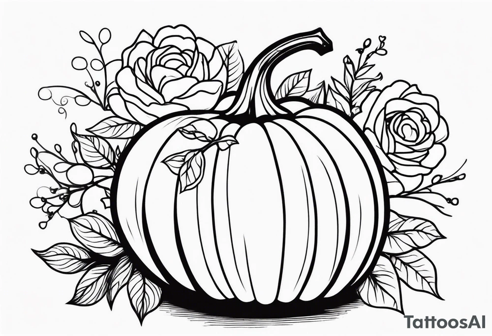 pumpkin with flowers tattoo idea