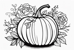 pumpkin with flowers tattoo idea