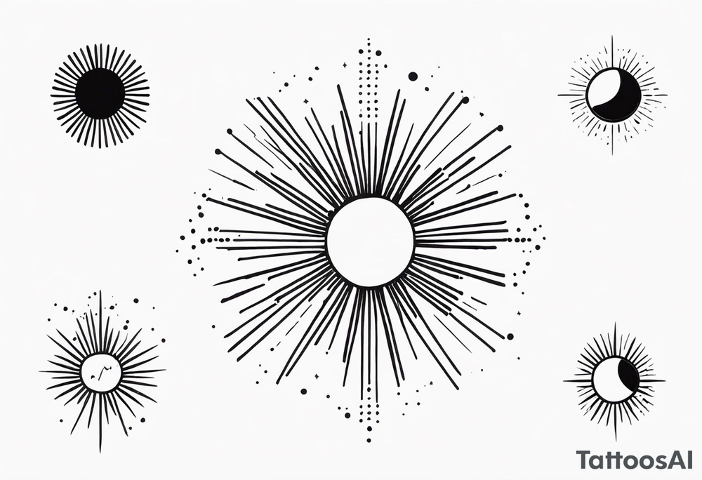 Simplistic sun made of black dots tattoo idea