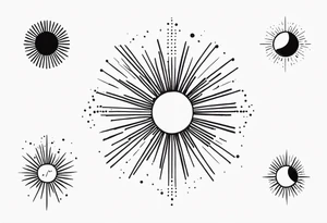 Simplistic sun made of black dots tattoo idea