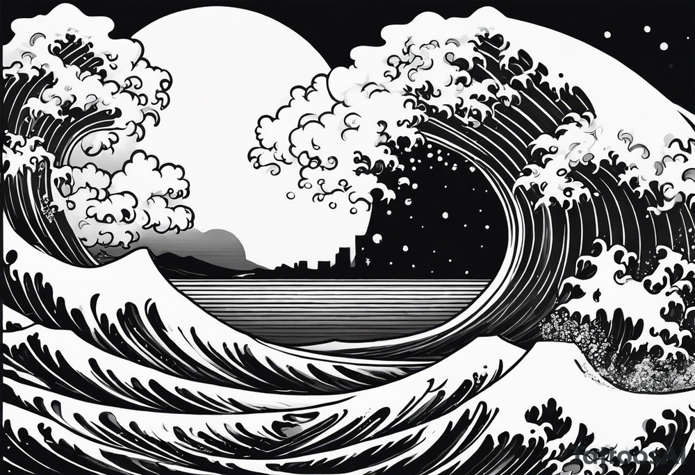 wave and cloud tattoo idea