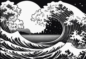 wave and cloud tattoo idea