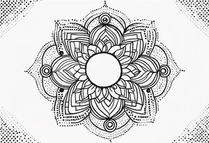 simple sunshine made of black dots with circles. mandala vibe without being a mandala tattoo idea