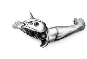 Fish mouth around tattoo idea
