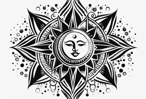 simple sun made of black dots and circles tattoo idea