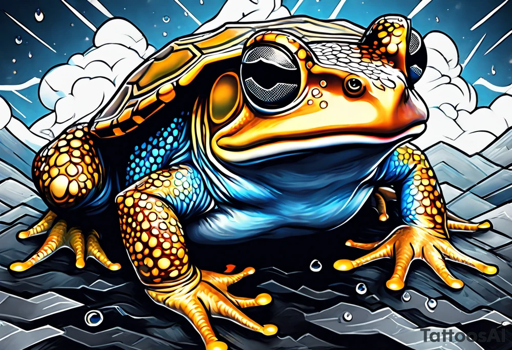 A toad in a thunderstorm tattoo idea