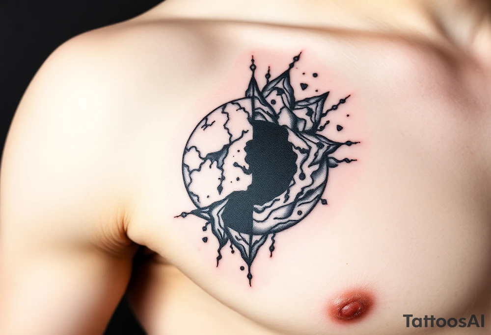 2 different worlds on both sides of a black hole tattoo idea