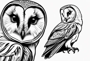 barn owl descending on prey tattoo idea