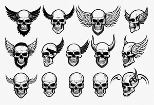 Viking face skulls on the side with wings tattoo idea
