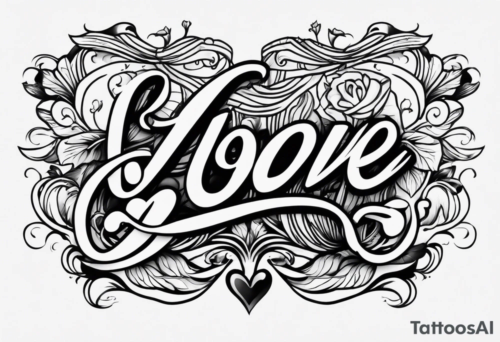 love us script font, no background tattoo idea