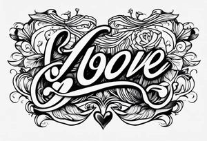 love us script font, no background tattoo idea