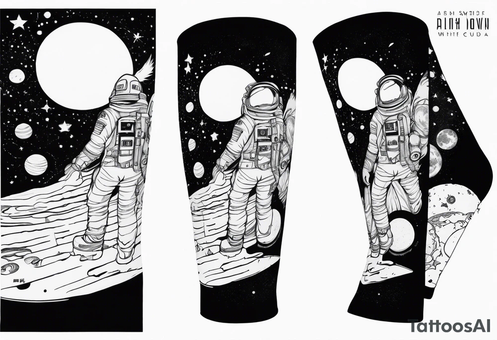 space themed arm sleeve. I want a feeling of being above it all. I like man on the move imagery inspired by kid cudi tattoo idea
