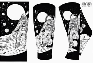 space themed arm sleeve. I want a feeling of being above it all. I like man on the move imagery inspired by kid cudi tattoo idea