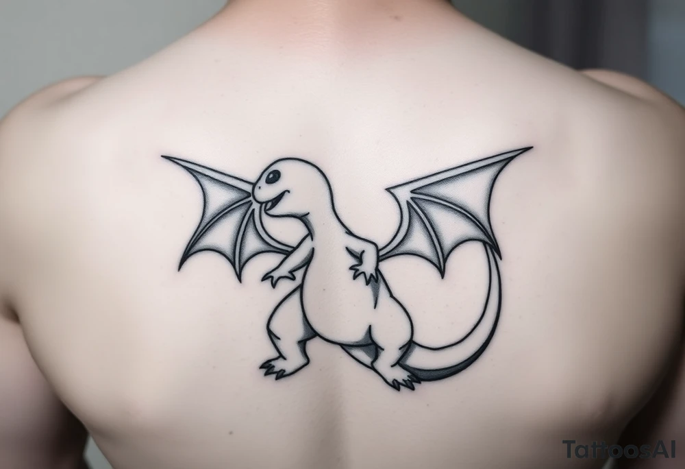 Silhouette of Charmander inside Charmeleon inside Charizard tattoo idea