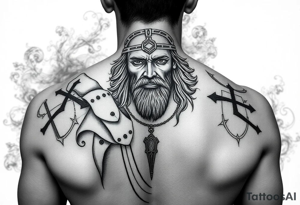 Saint judas realistic and smoke background tattoo idea