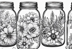 Mason jar bouquet tattoo idea