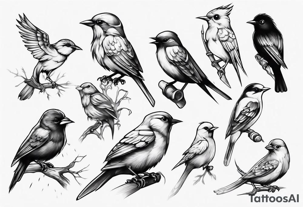Small birds on shoulder tattoo idea
