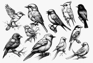 Small birds on shoulder tattoo idea