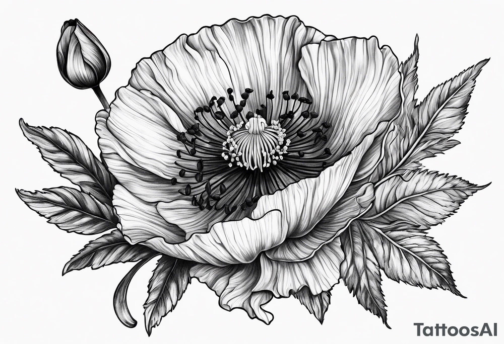Poppy and larkspur tattoo idea